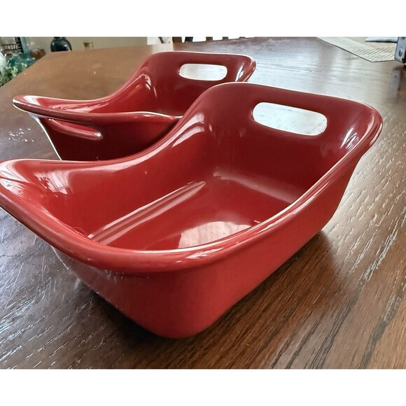 Rachael Ray Red 12 oz Baking Casserole Dish Set of 2 Oven Safe Rectangular - Picture 1 of 6